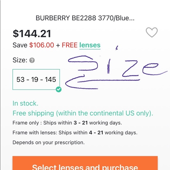 Burberry Eyeglasses Hope you can see better at the number and standard measure - Picture 9 of 12